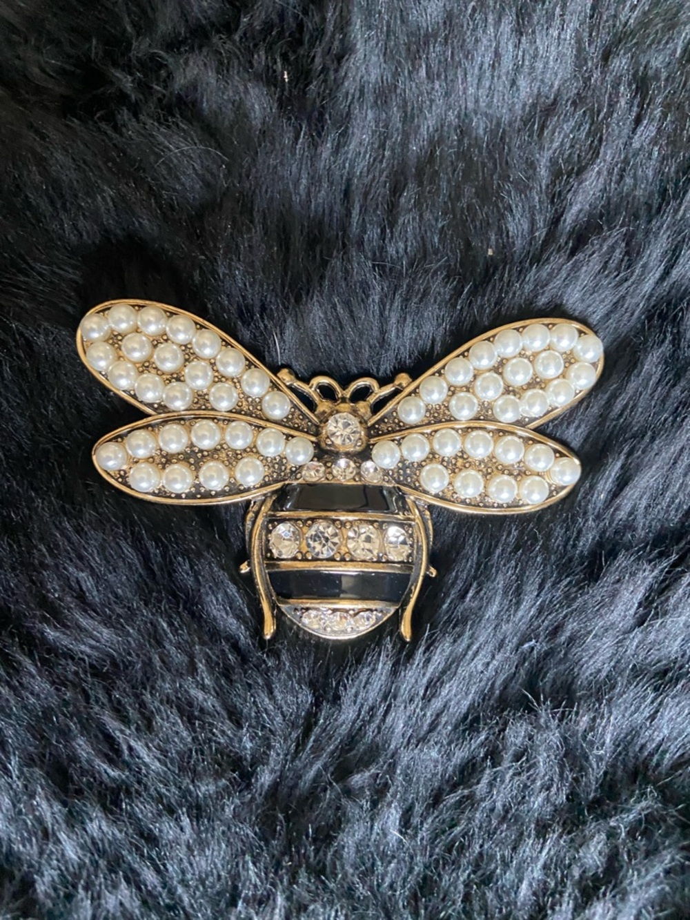 Pearl and Crystal Bee Brooch